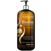Majestic Pure Biotin Conditioner bottle highlights thickening and volumizing benefits.