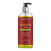 Majestic Pure grapeseed oil bottle 16oz for versatile skin and hair hydration.