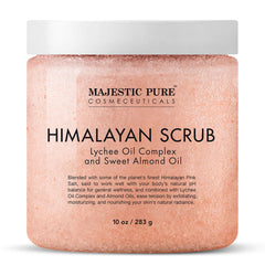 Majestic Pure Himalayan Salt Body Scrub with Lychee Oil tub - exfoliating texture for smooth skin