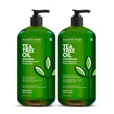 Majestic Pure Tea Tree Shampoo bottle for all hair types, sulfate-free cleansing.