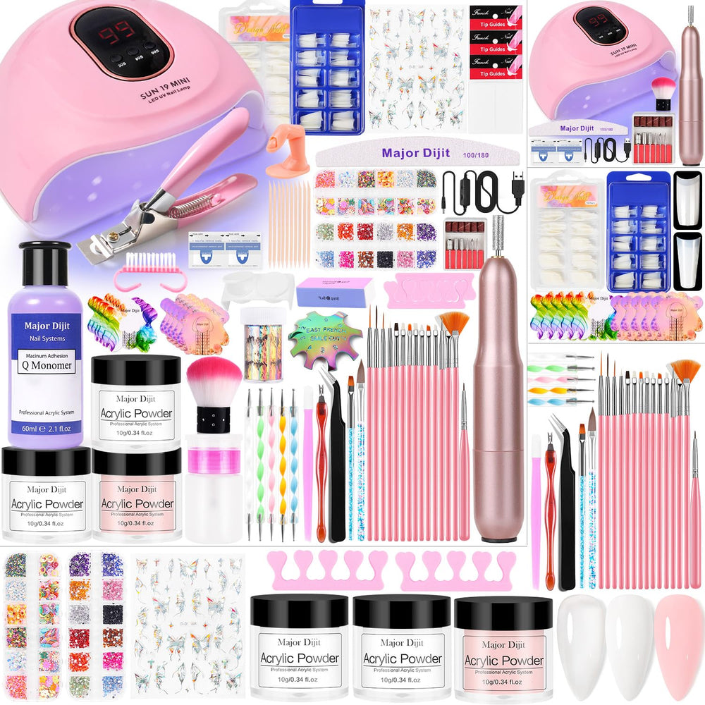 Major Dijit acrylic nail kit main box, all-in-one beginner-friendly home salon setup.