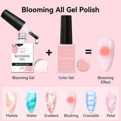 Makartt Blooming Gel-Clear marble design highlights natural stone-inspired patterns