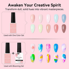 Makartt Blooming Gel-Clear ombre watercolor effect demonstrates seamless color diffusion