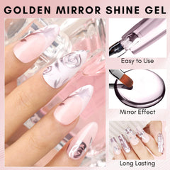 Makartt Chrome Gel Nail Polish Rose Gold swatch reveals a pearlescent shine for DIY art.
