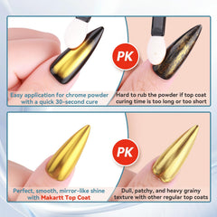 Makartt gel top coat 2x15ml close view showing clear no-wipe gloss