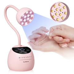 Makartt gooseneck UV nail lamp, front view enables quick, even gel curing
