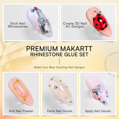 Makartt glue set cures in 60–120 seconds under UV/LED lamp for quick styling.
