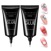 Makartt Nail Rhinestone Glue Set packaging highlights a two-tube kit for versatile art.