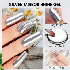 Makartt silver mirror-swatch showing reflective finish ideal for bold manicures.