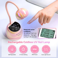Makartt UV LED nail lamp cordless rechargeable design for on-the-go nails.