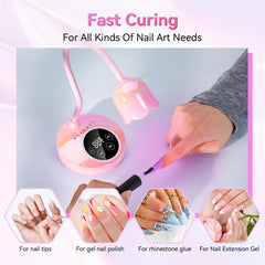 Makartt UV Nail Lamp with gooseneck adjusts angles for precise curing.