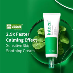 MAKEP:REM INTECA Soothing Cream texture swirl illustrating lightweight hydration.