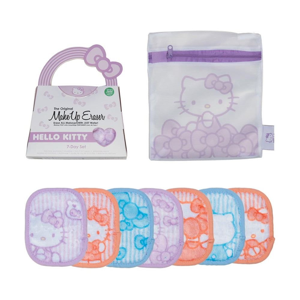 MakeUp Eraser Hello Kitty set front view shows gentle makeup removal
