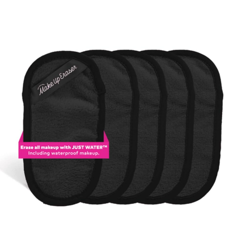 MakeUp Eraser Mini PRO 5-pack packaging demonstrates easy water-only makeup removal.