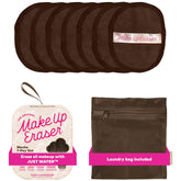 MakeUp Eraser Original Mocha 7-day set packaging demonstrates easy makeup removal with water.