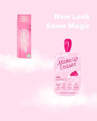 MakeUp Eraser Original Pink fiber close-up shows suction action for makeup removal