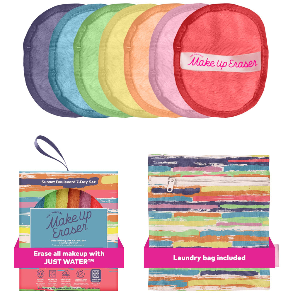 MakeUp Eraser Original Sunset Boulevard 7ct box showcases eco-friendly makeup removal with just water