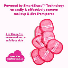MakeUp Eraser short-fiber erase feature shown for gentle eye makeup removal.