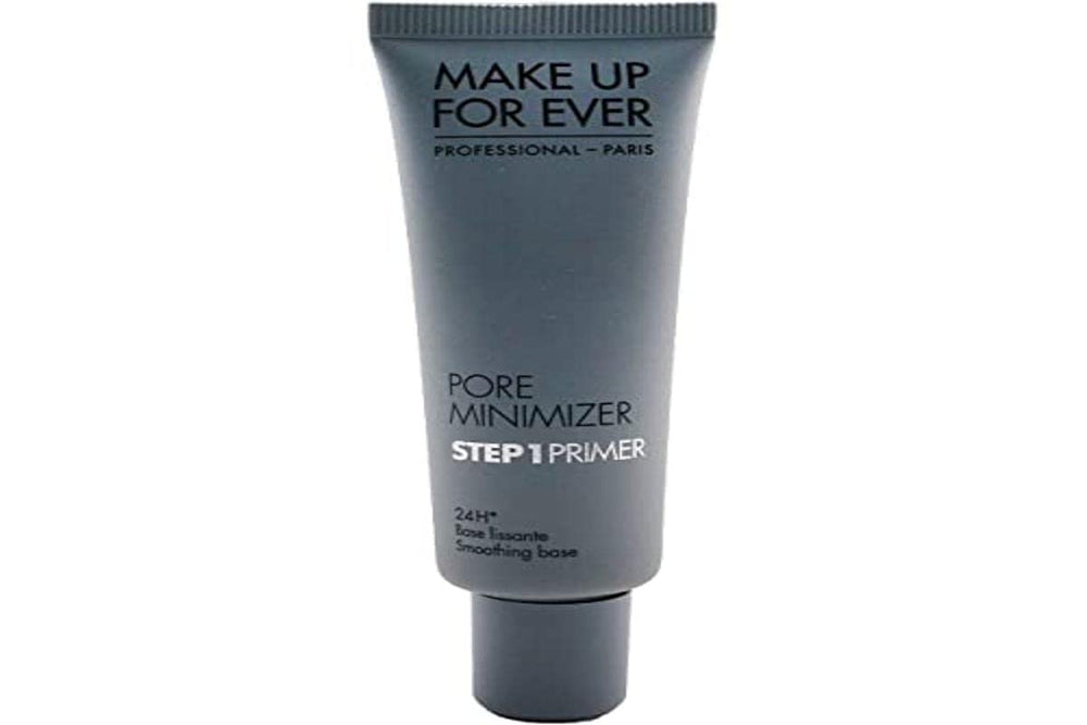 Make Up For Ever Step 1 Primer bottle demonstrates a pore-minimizing smoothing base for flawless makeup.