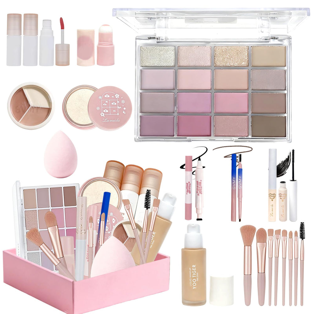 Makeup Kit for Women foundation bottle offers natural coverage for daily wear.