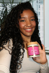 Makof Beauty Chebe Butter ingredients like fenugreek and rosemary support healthy-looking hair.