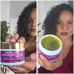 MAKOF BEAUTY Chebe Magic Grease ingredients featuring organic chebe and moringa for nourishing hair.