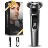 MALEGEBAZ electric-razor close-up-head shows 3D blades for a smooth contour shave