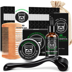 MALE GOD beard growth oil bottle nourishes facial hair for a fuller, healthier appearance.