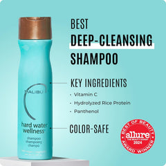 Malibu C hard water shampoo lather demonstrates clarifying action on hair