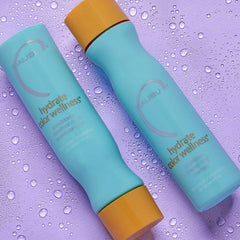 Malibu C Hydrate Color Wellness Shampoo label closeup highlights vegan, sulfate-free formula