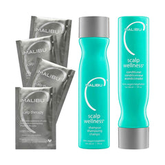 Malibu C Scalp Wellness Shampoo bottle showing soothing cleanse for dry scalp