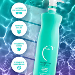 Malibu C Swimmers Wellness Conditioner bottle—moisturizes and detangles after swimming.