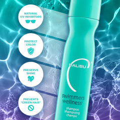 Malibu C Swimmers Wellness Shampoo lather close-up showing gentle cleansing