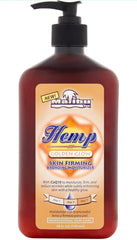 Malibu Tan Hemp Golden Glow bottle shows soothing firming lotion for gradual bronze
