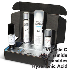 Man Labs Titan face moisturizer jar seals in hydration for lasting comfort.