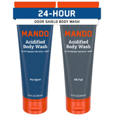 Mando Acidified Body Wash Pro Sport bottle showcases citrus-forward scent for all-day freshness.