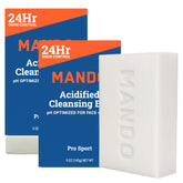 Mando Acidified Cleansing Bar front view highlights compact odor-control cleansing for daily use.