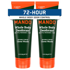 Mando invisible-cream pack-of-2-tubes shows long-lasting odor control for daily wear