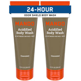 Mando Odor Shield Body Wash bottle front showing unscented formula for everyday cleansing
