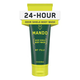 Mando Odor Shield Body Wash bottle ready for daily odor control.
