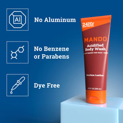 Mando Odor Shield foam lather ready to cleanse odor-prone skin.