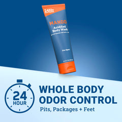 Mando Odor Shield Body Wash pump in action delivering fresh lather