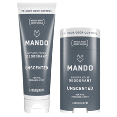 Mando tube deodorant in use provides smooth, invisible odor protection all day.