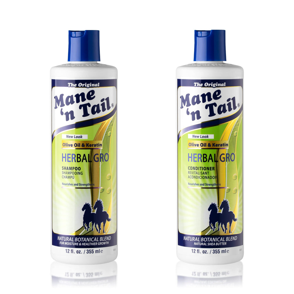 Mane 'n Tail Herbal Gro Shampoo bottle showing gentle cleansing for healthy-looking hair