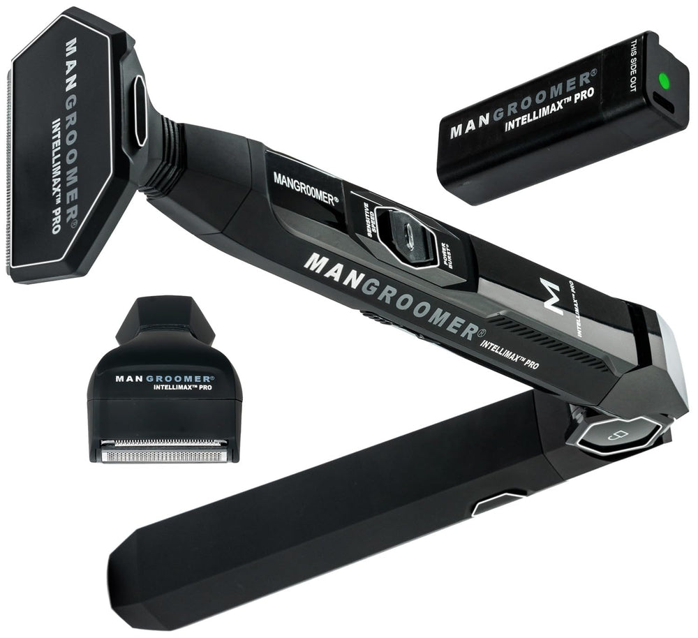 MANGROOMER INTELLIMAX PRO back shaver with extendable handle enables easy reach for hard-to-reach areas.