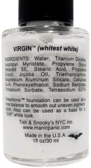 MANIC PANIC Dreamtone white base swatch illustrating even coverage for goth looks