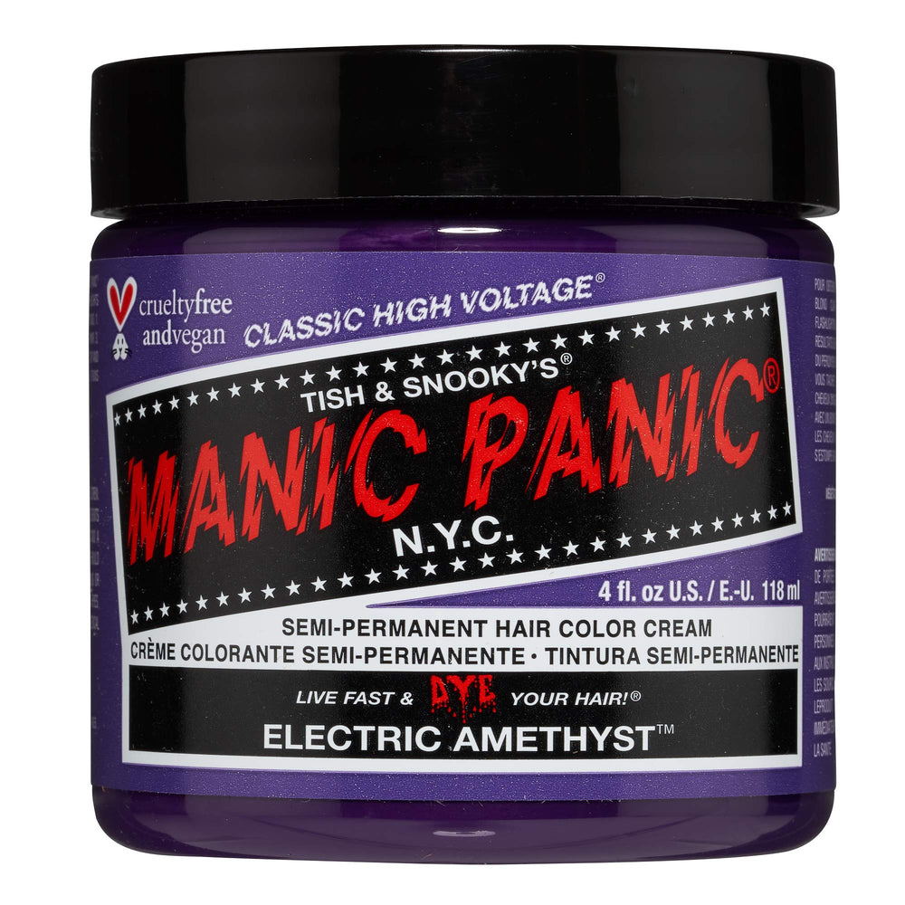 MANIC PANIC Electric Amethyst bottle pour shows vibrant DIY color.