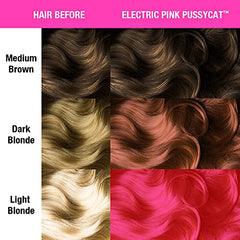 MANIC PANIC Electric Pink Pussycat on dark hair for deeper shade