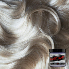 MANIC PANIC Virgin Snow Toner studio bottle on shelf for versatile blonde tones.