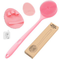 Manmihealth back scrubber with 15-inch handle for easy back cleansing.